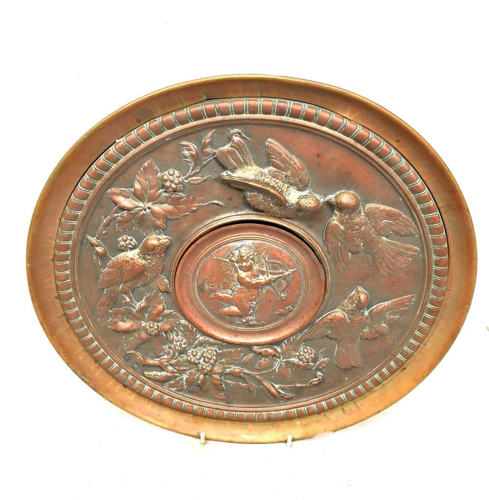 Antique Arts & Crafts Copper And Brass Charger / Tazza Large Size C.1900 photo 125.0