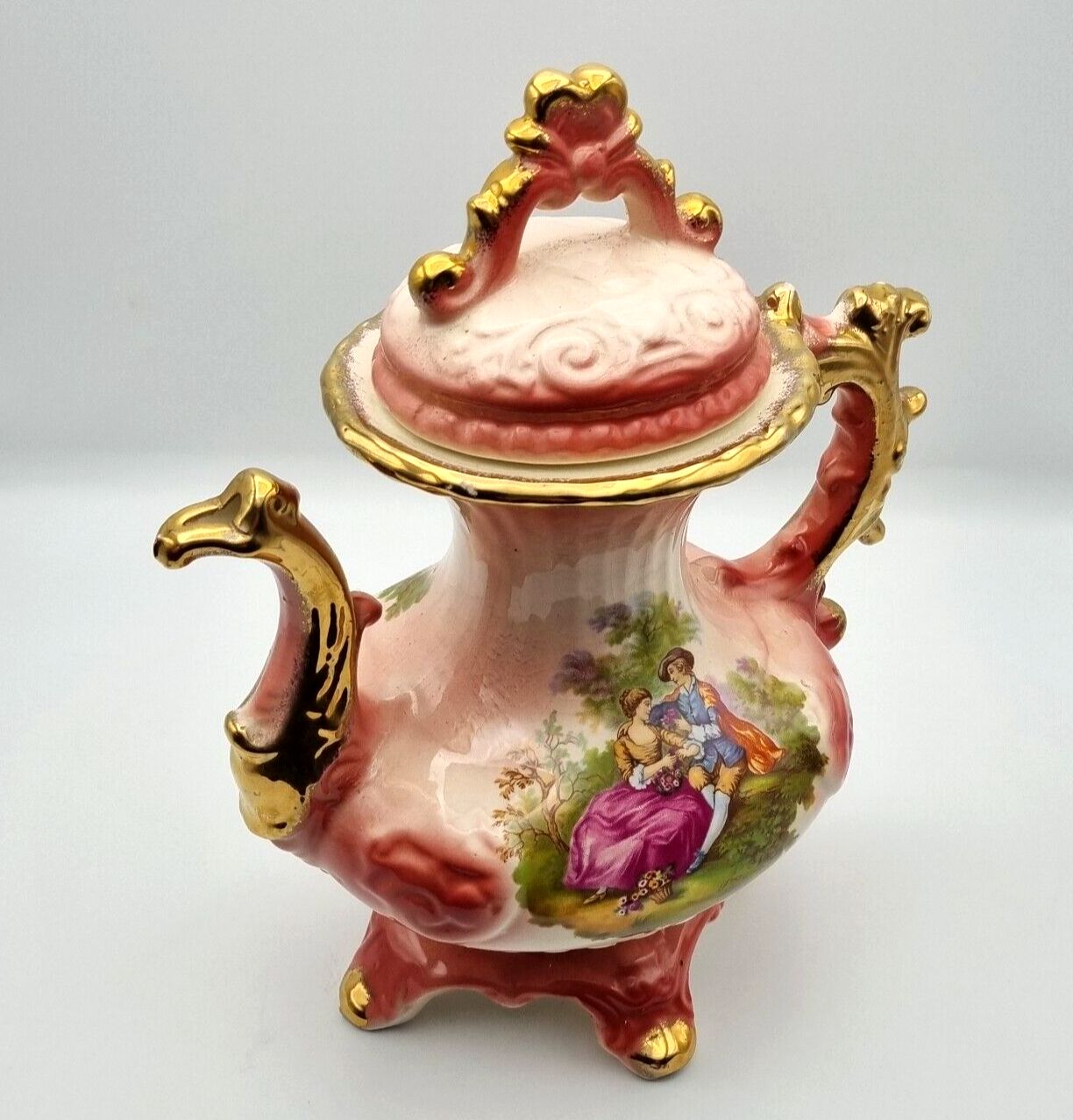 Royal Staffordshire Antique Teapot Ironstone Tea Pot Fragonard C1900 photo 100.0