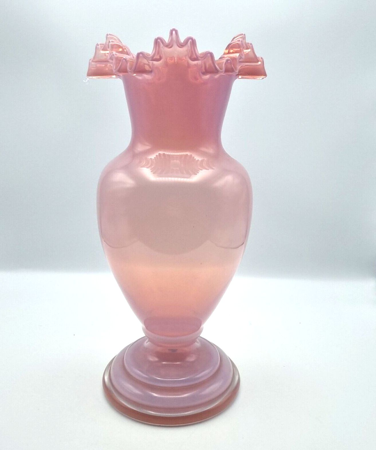 Victorian Vase Pink Opaline Glass Vase Ruffled Neck Glass Vase Stunning! photo buy