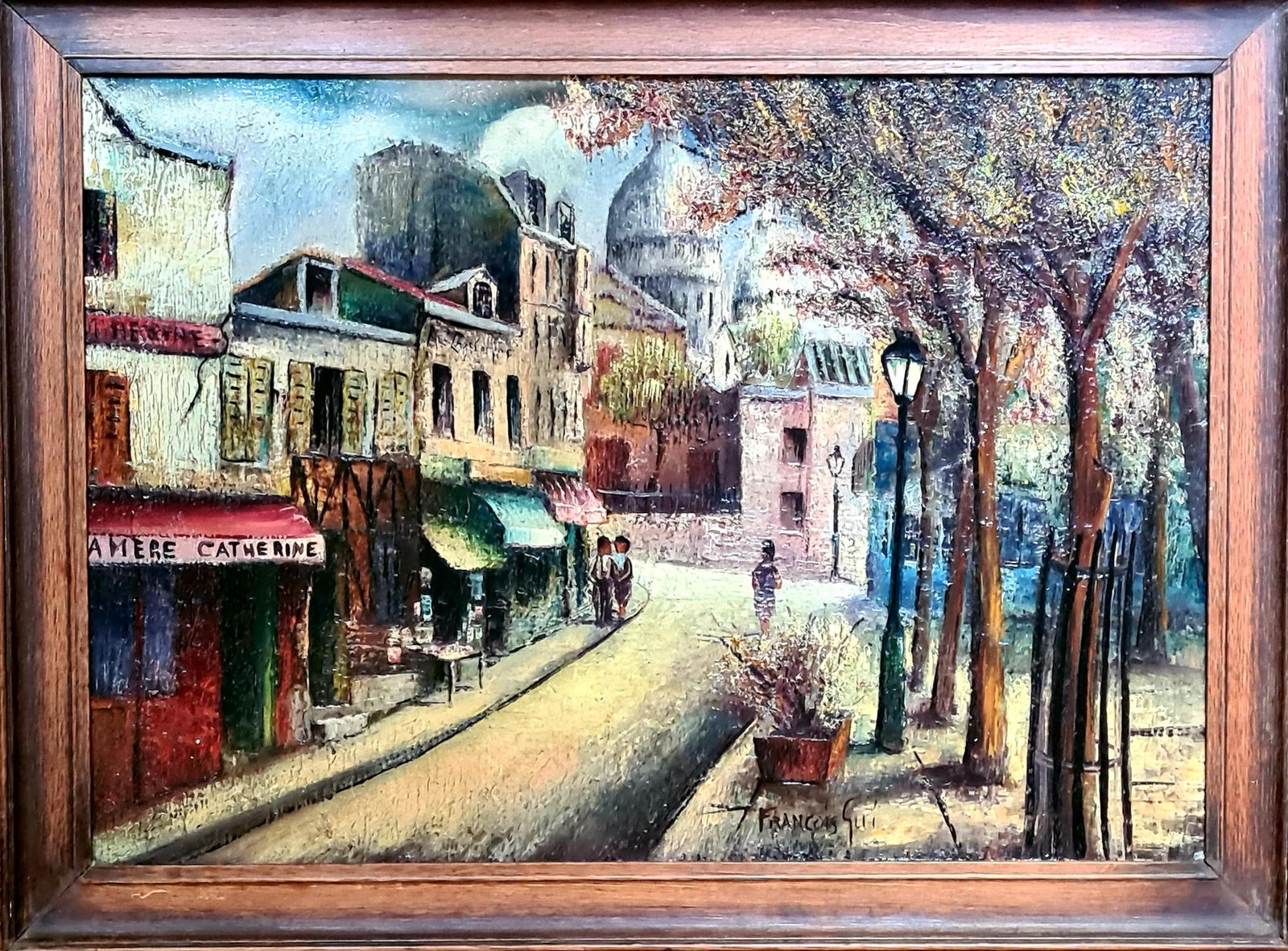 Augustin Francois Guille Aka Archiguille, Paris School Cityscape, Circle Of Maurice Utrillo, La Mère Catherine Montmartre (1960) photo furniture