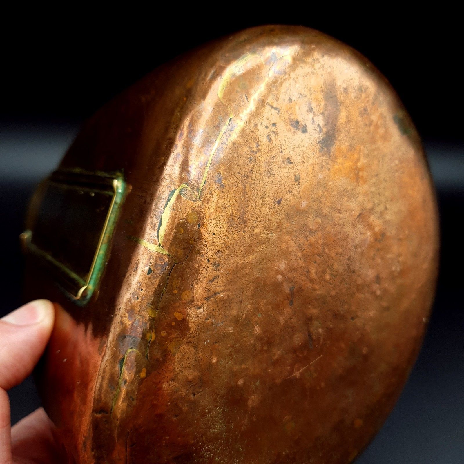 photo vintage Copper & Brass Vessel Small Coal, Kindling Scuttle, Heating Pot 625g Re Use Vtg