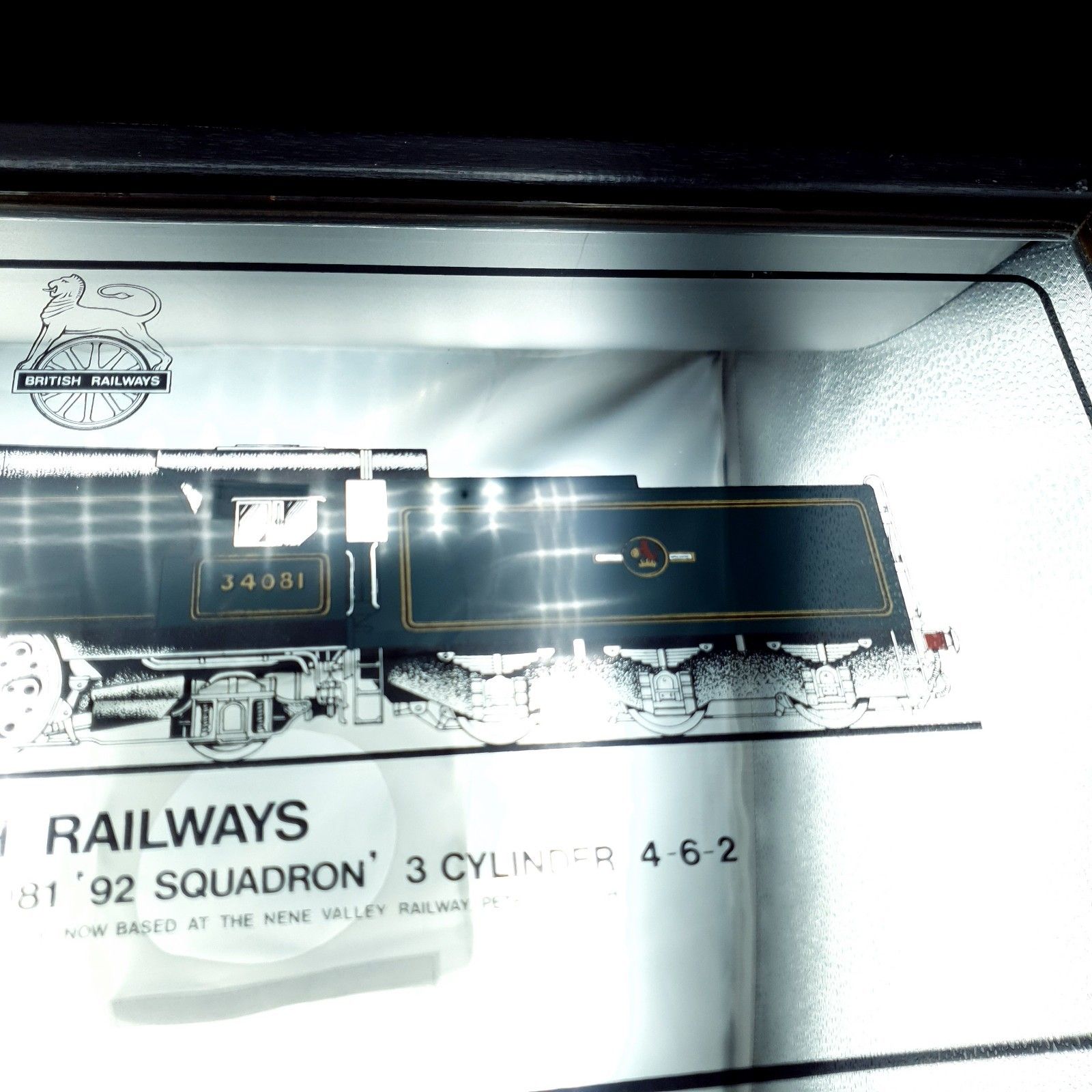 photo for sale Vintage Battle Of Britain 34081 92 Squadron 3 Cylander Train Advertising Mirror