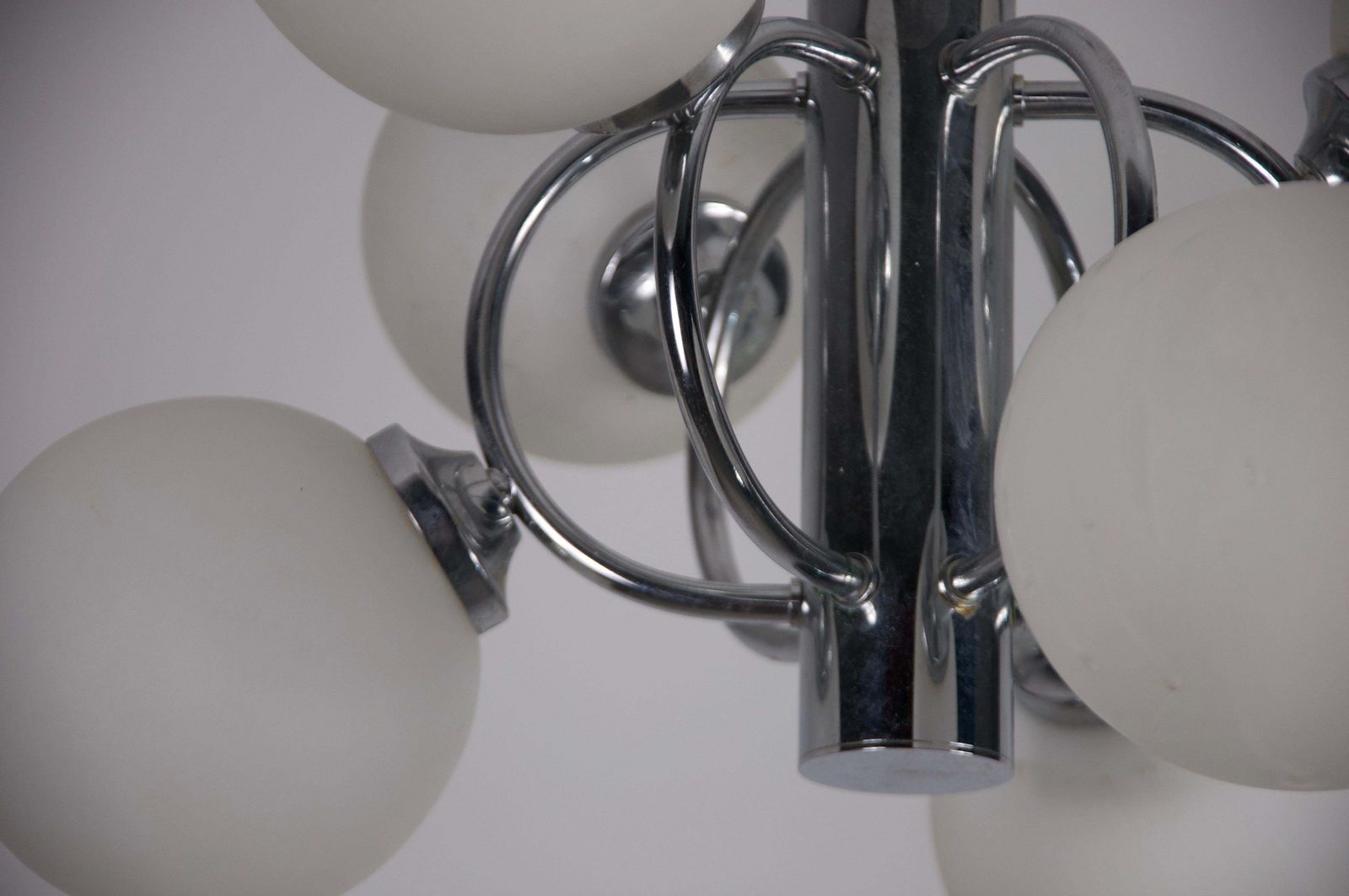 photo for sale Mid Century Modern Chrome Kaiser 6 Arm Space Age Chandelier, Germany, 1960s
