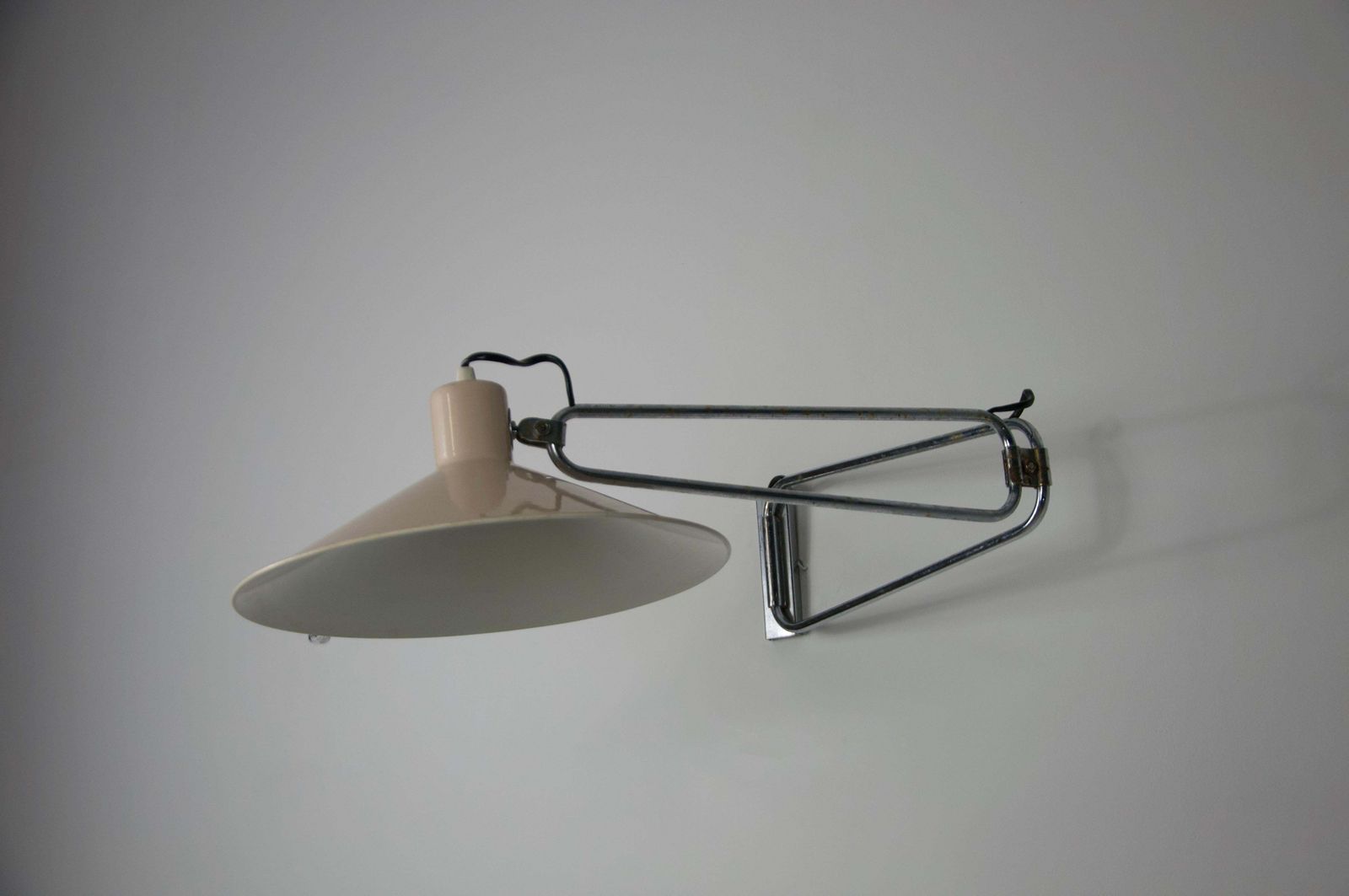 photo for sale Mid Century Chrome Swing Arm Wall Lamp, France, 1950s