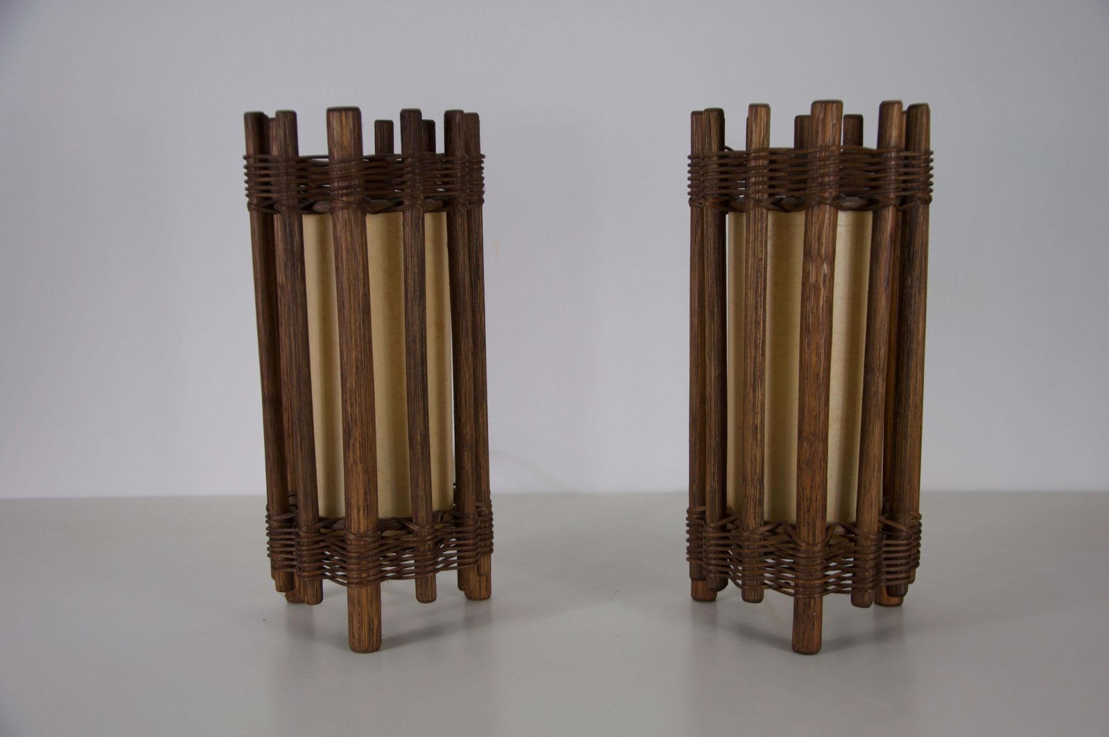 Pair Of Midcentury Wooden Table Lamps In The Style Of Temde, Circa 1970 photo for sale