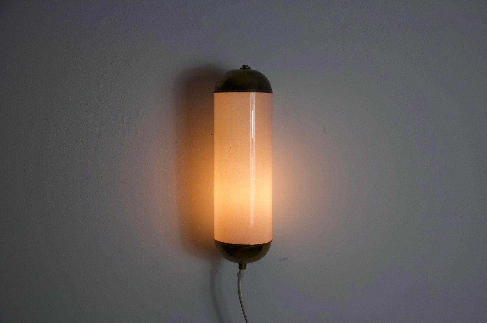 Brass And Opaline Glass Wall Lamp By Glashütte Limburg, 1960s photo furniture