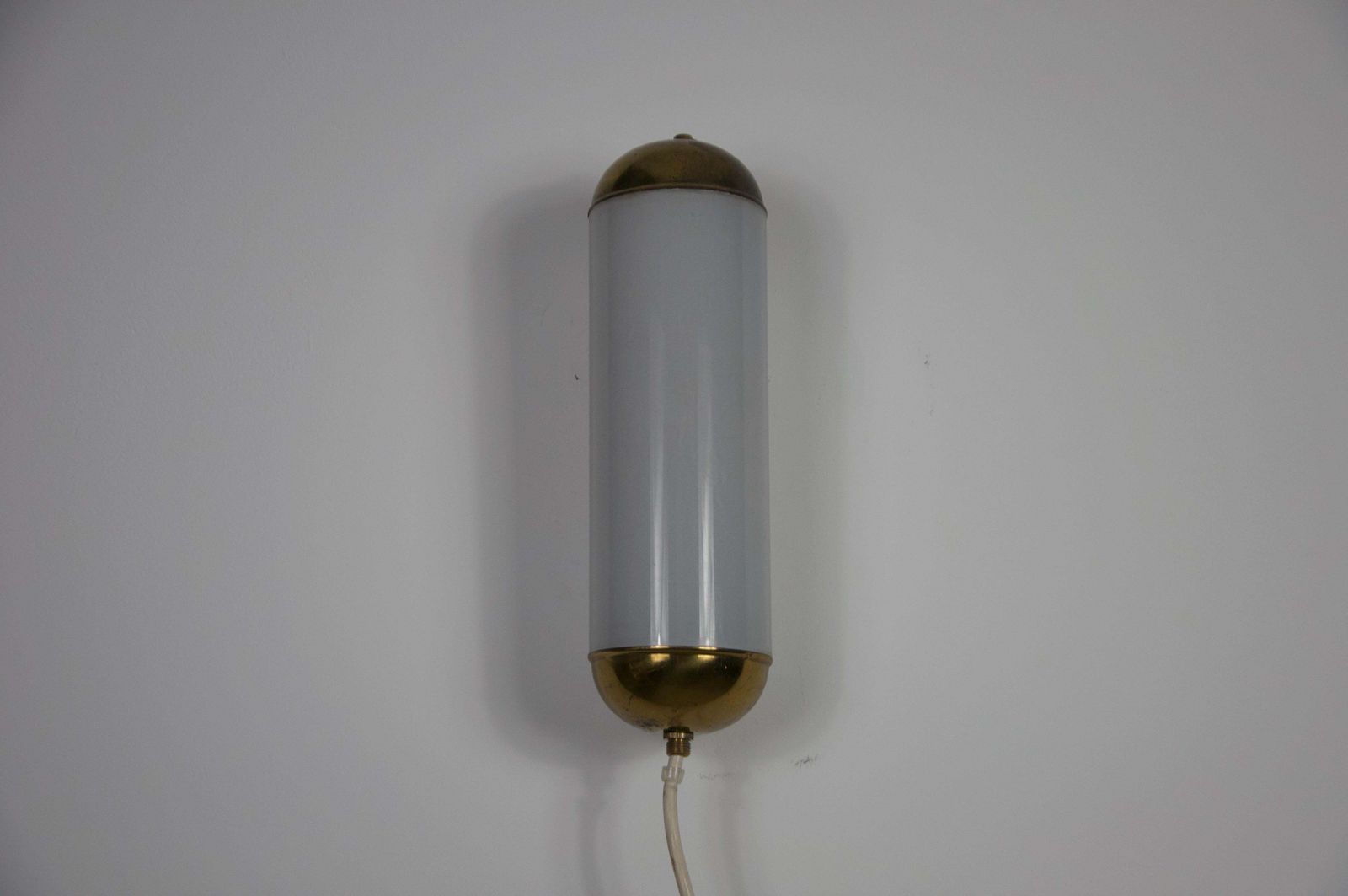 Brass And Opaline Glass Wall Lamp By Glashütte Limburg, 1960s photo vintage