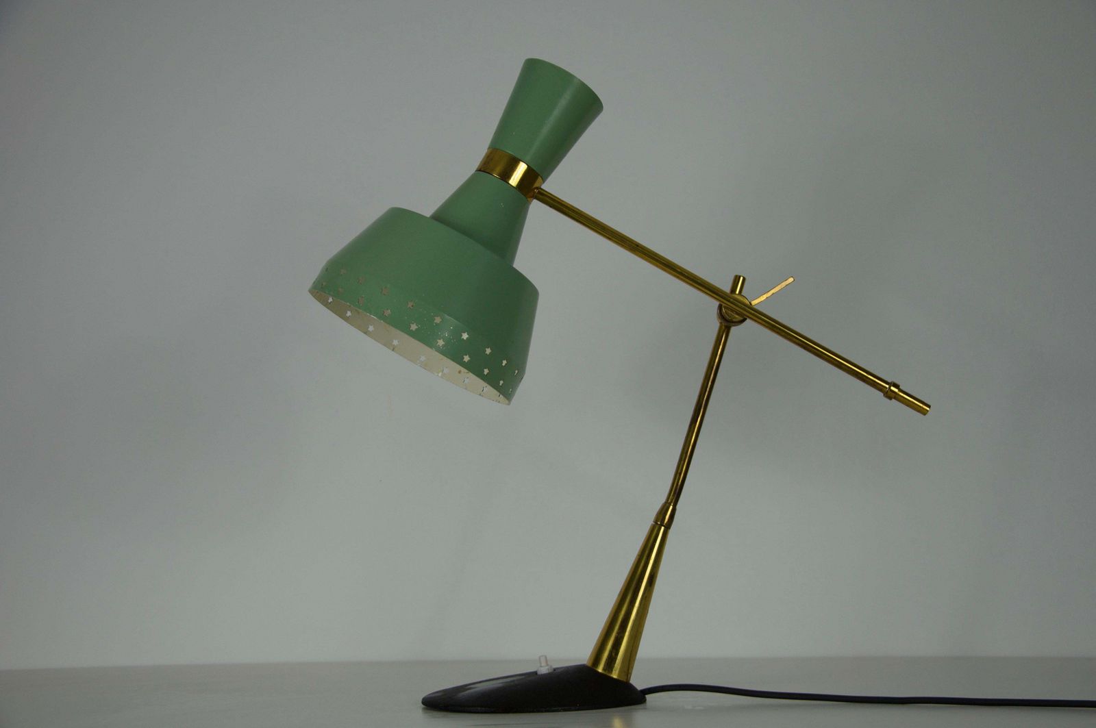 Mid Century Italian Brass And Metal Table Lamp, 1960s photo vintage