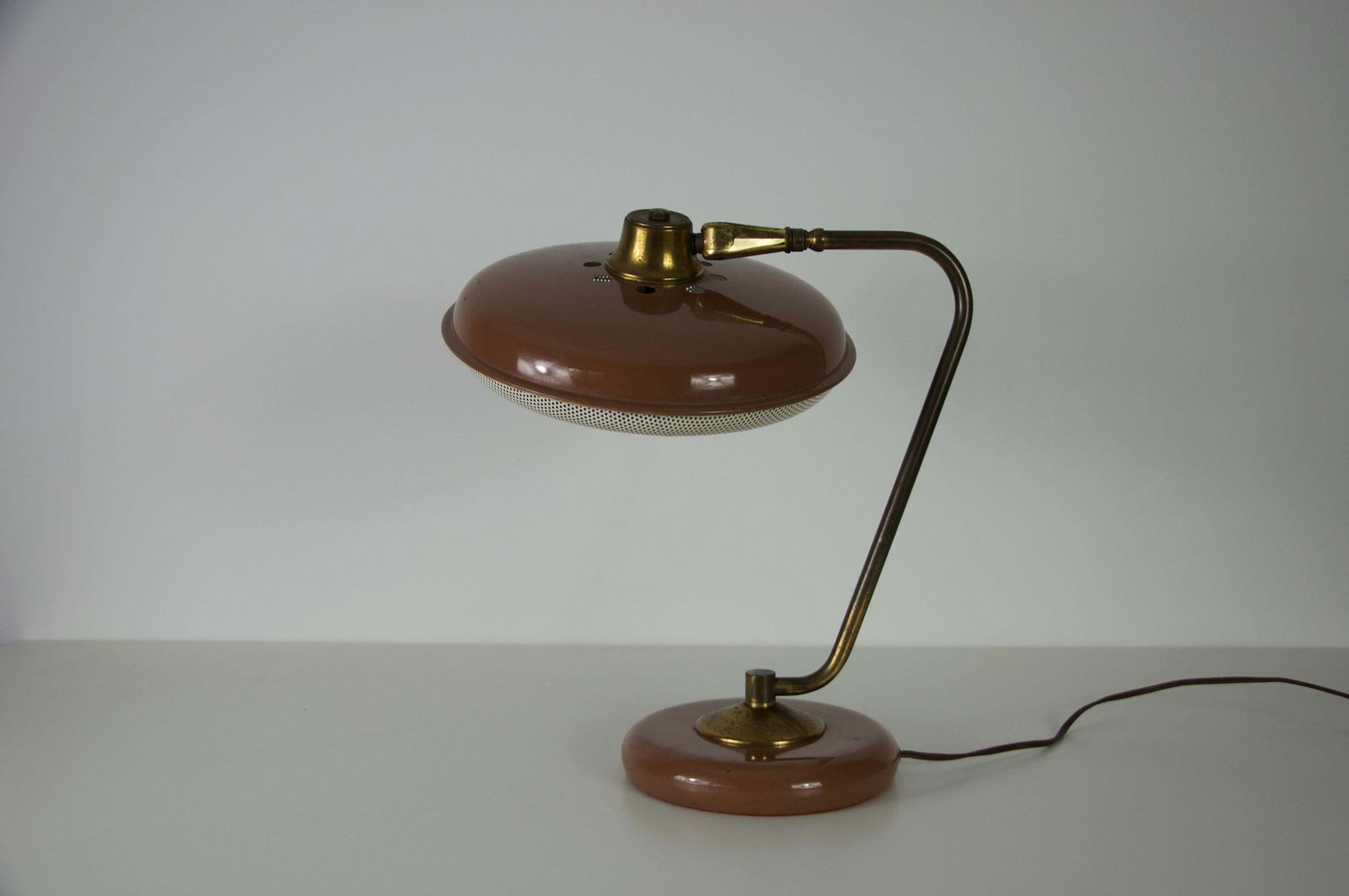 photo for sale Mid Century American Brass And Metal Table Lamp, 1960s