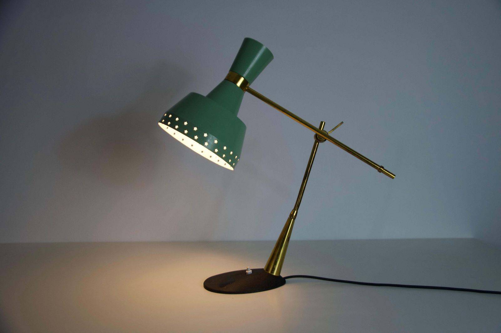 photo buy Mid Century Italian Brass And Metal Table Lamp, 1960s