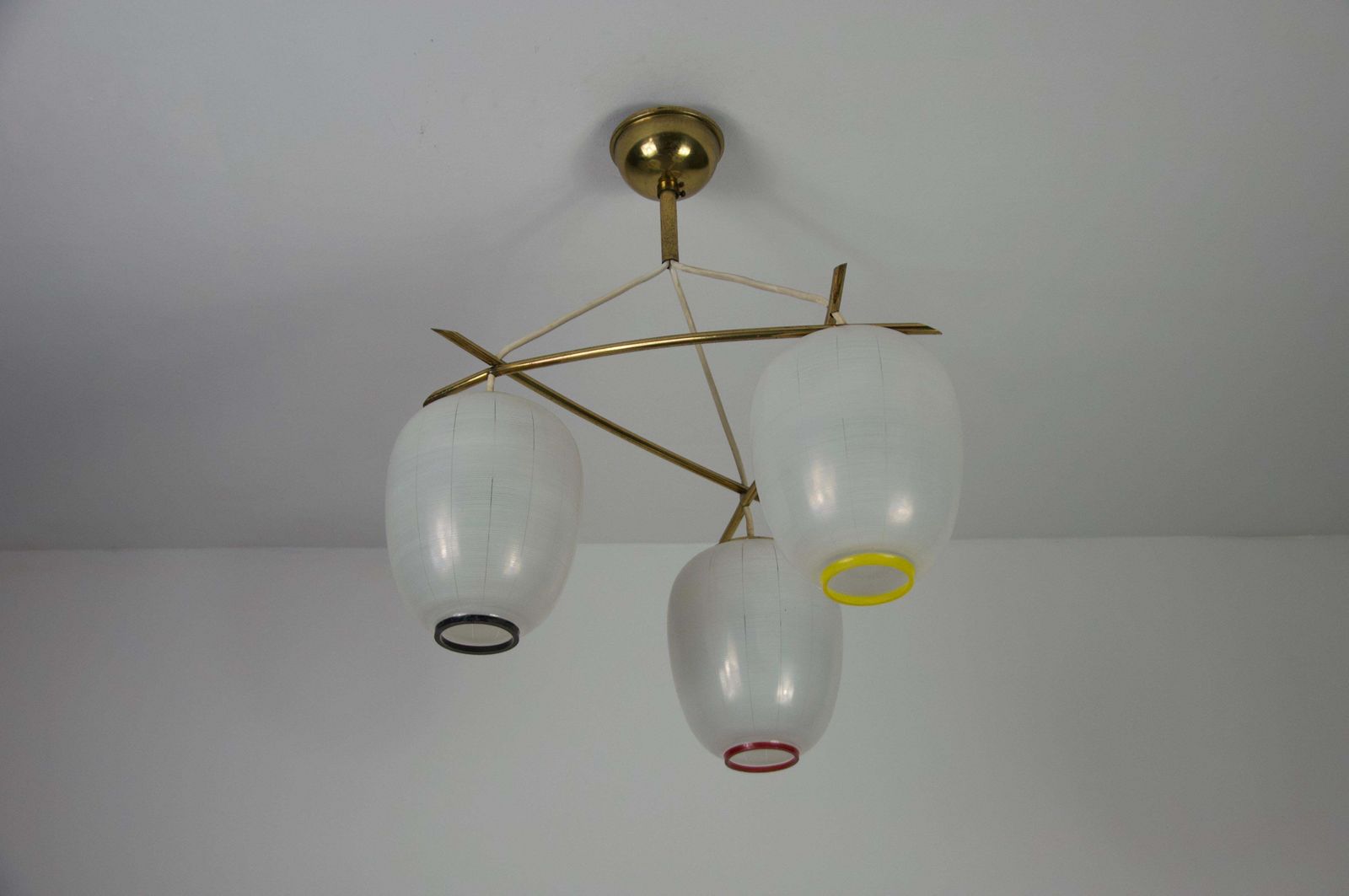 Mid Century Brass And Opal Glass Cascade Ceiling Lamp, Germany, 1960s photo buy