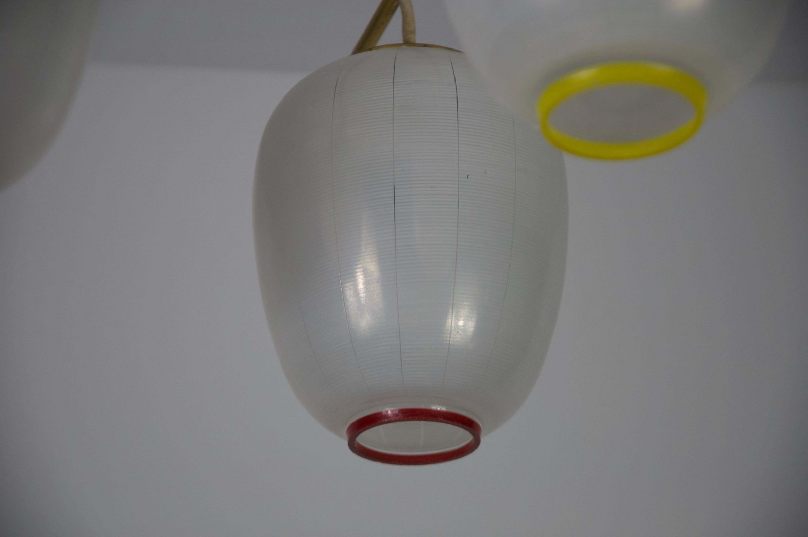 976.0 Mid Century Brass And Opal Glass Cascade Ceiling Lamp, Germany, 1960s photo