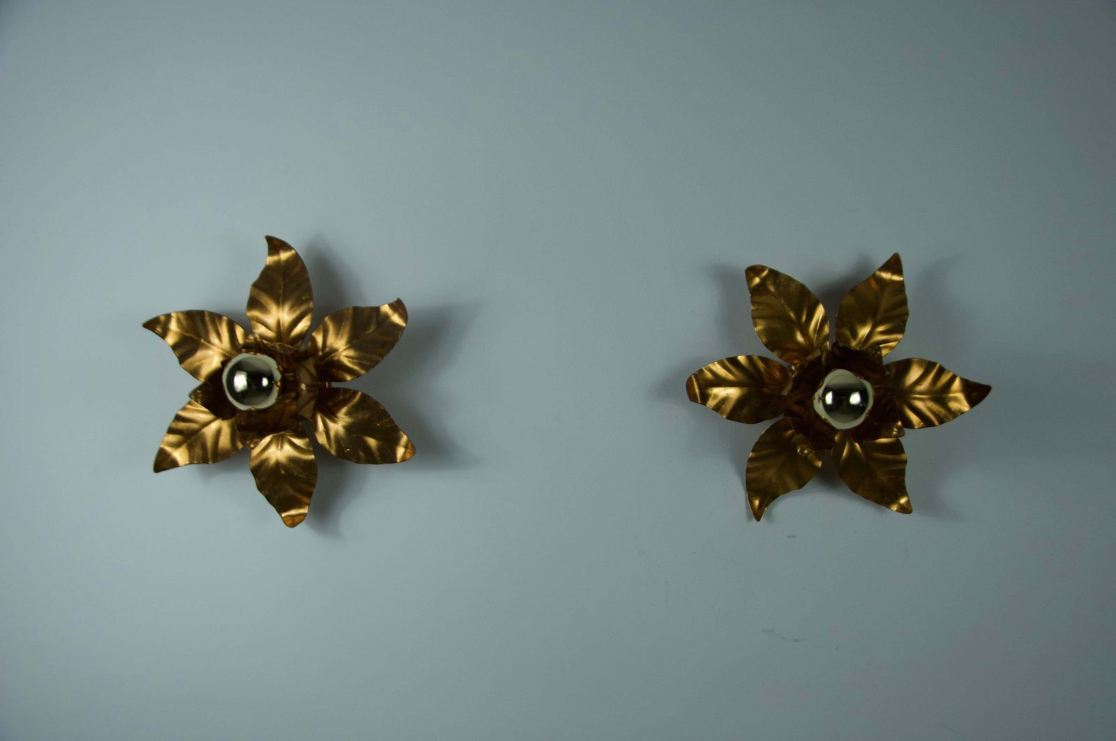 Pair Of Florentine Flower Shape Wall Lamps By Hans Kögl, Germany, 1950s photo buy