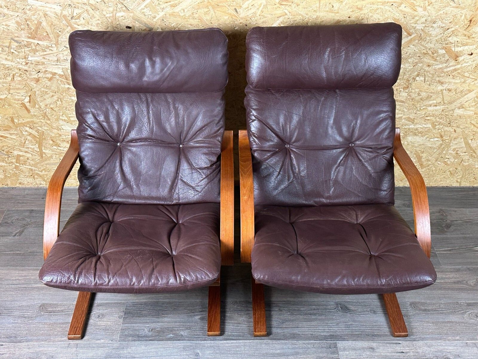 1357.0 2x 60s 70s Armchairs Easy Chair Leather Armchairs Westnofa Norway Mid Century photo