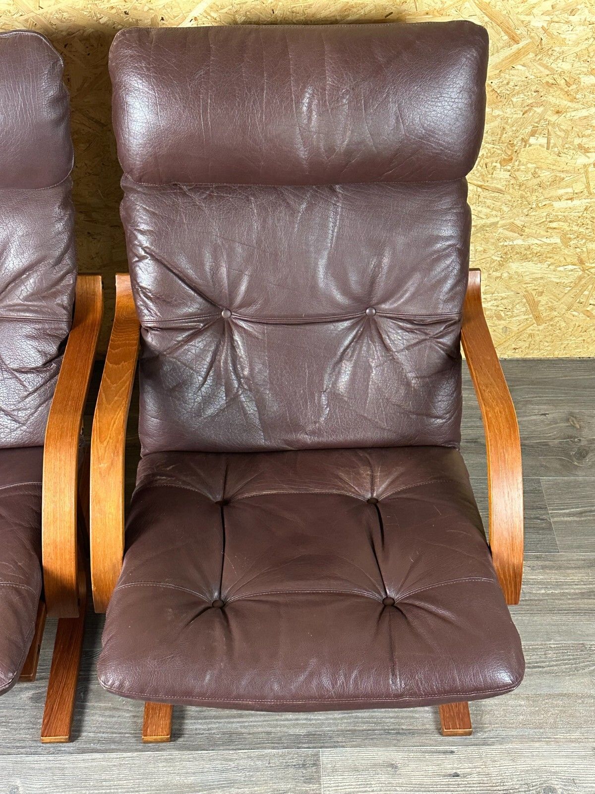 photo buy 2x 60s 70s Armchairs Easy Chair Leather Armchairs Westnofa Norway Mid Century