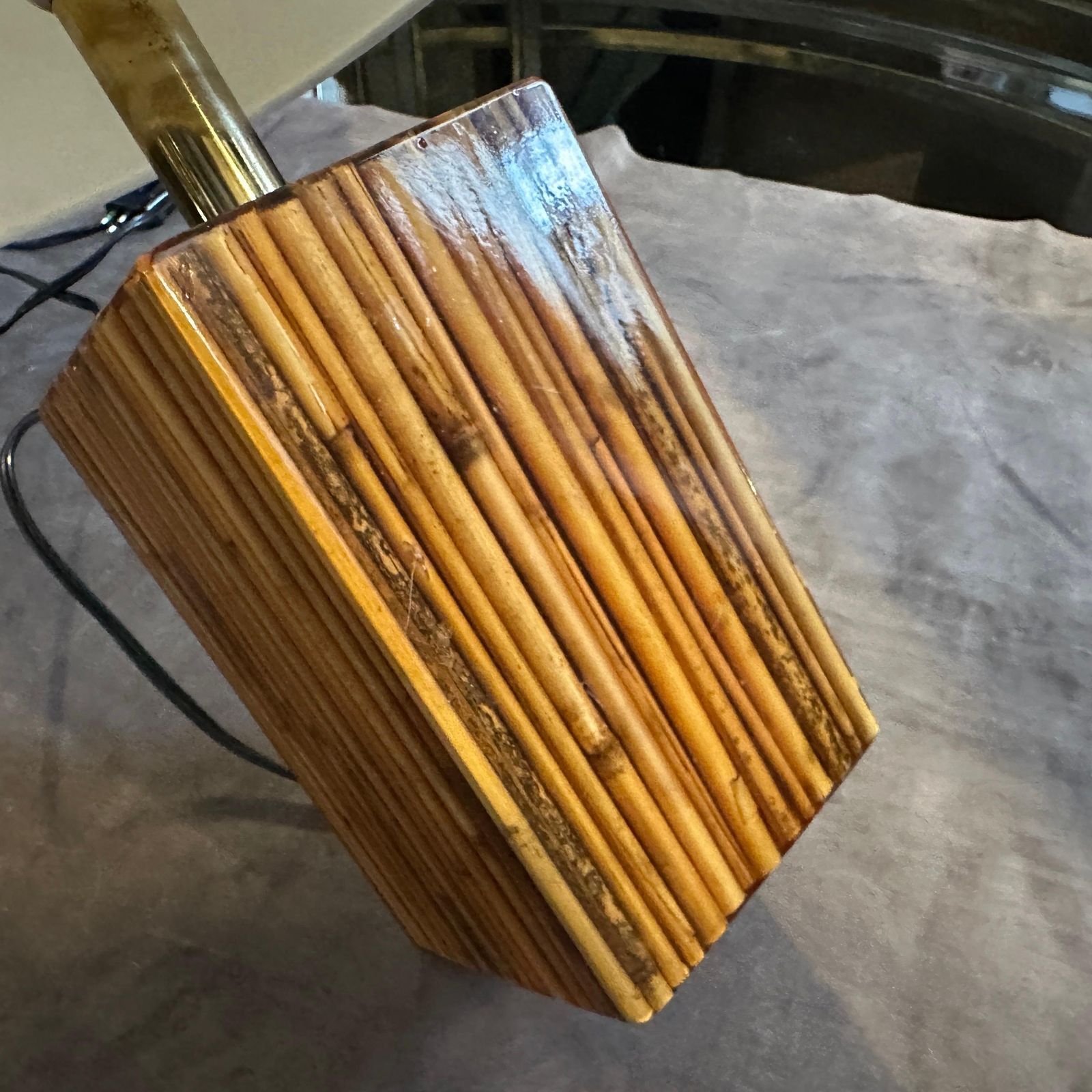 1960s Mid Century Modern Riccardo Marzi Bamboo Resin Italian Table Lamp photo buy