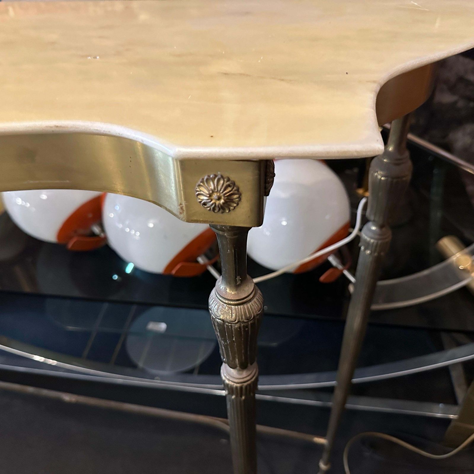 1950s Mid Century Modern Brass And Marble Italian Console Table photo buy
