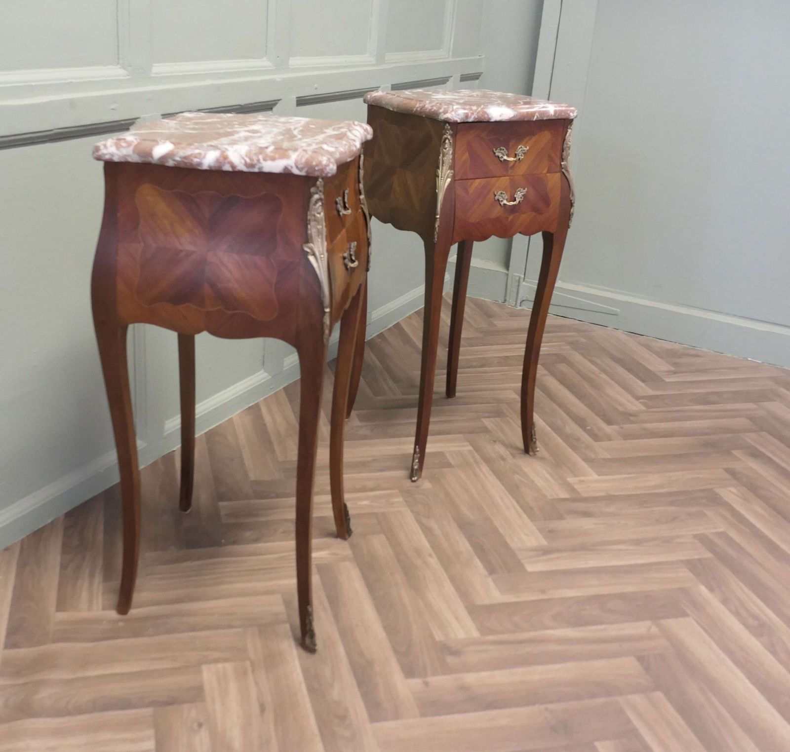 A Pair Of French Bombe Style Bedside Tables photo 1200.0