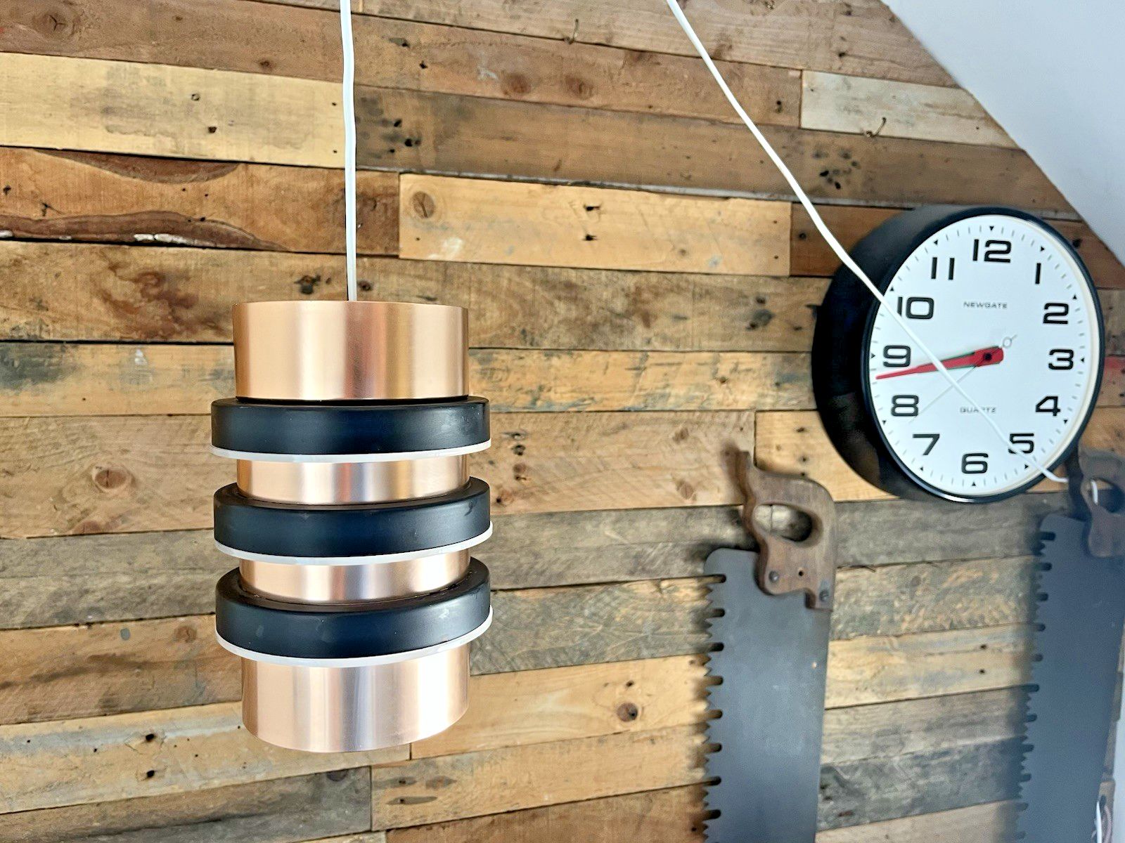 Pair Of Gec Mid Century Copper Space Age 70's Ceiling Light Shades Danish Fog & Morup Jo Hammerborg Style photo Lighting