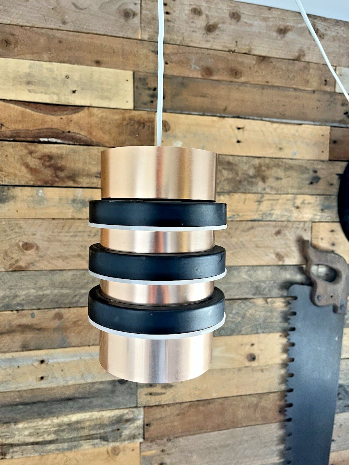Pair Of Gec Mid Century Copper Space Age 70's Ceiling Light Shades Danish Fog & Morup Jo Hammerborg Style photo vinterior