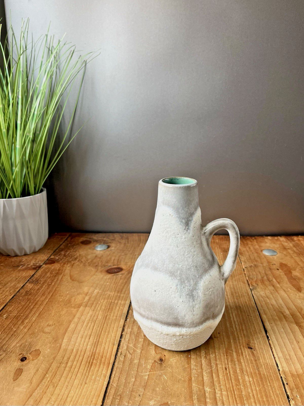 Mid Century Ceramano Island Fat Lava Era West German Pottery Vintage Jug Vase photo for sale