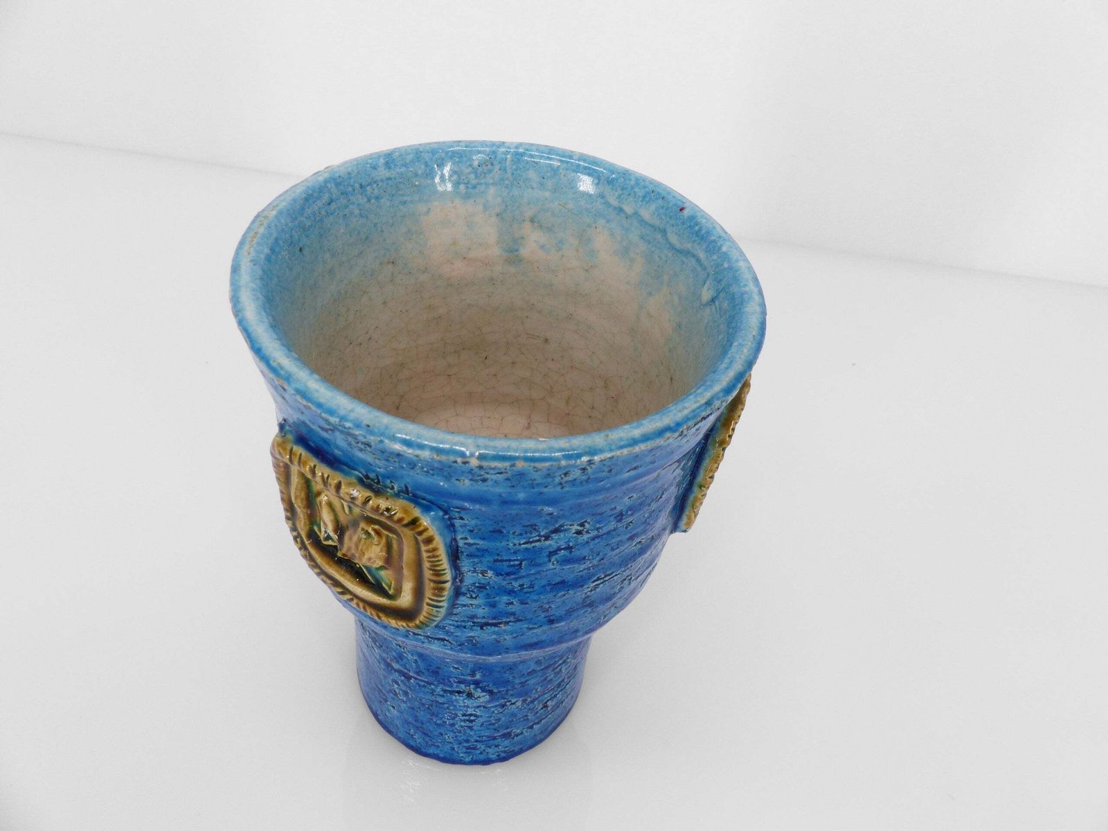 Rimini Blu Ceramic Mug Vase By Aldo Londi For Bitossi Italy 1970 photo for sale