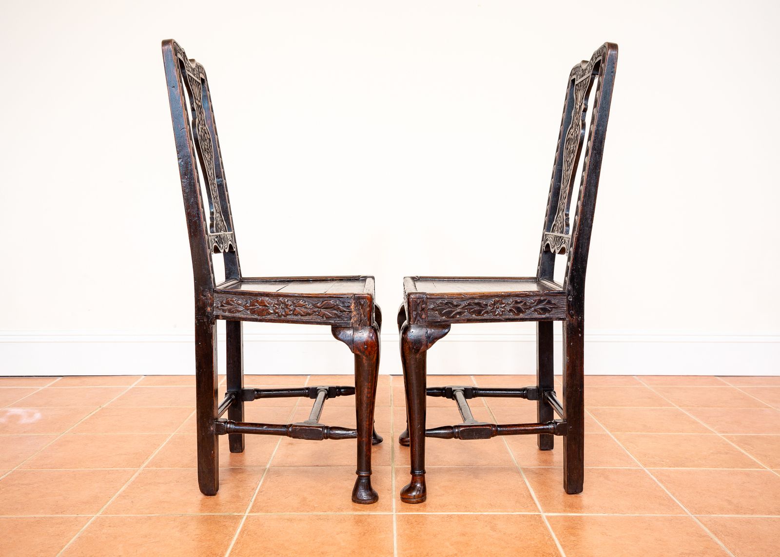 Pair Of Jacobean Carved Hall Chairs Oak 1620 Antique Country House Chairs Primitive Baronial Side Dining Chairs photo 3500.0