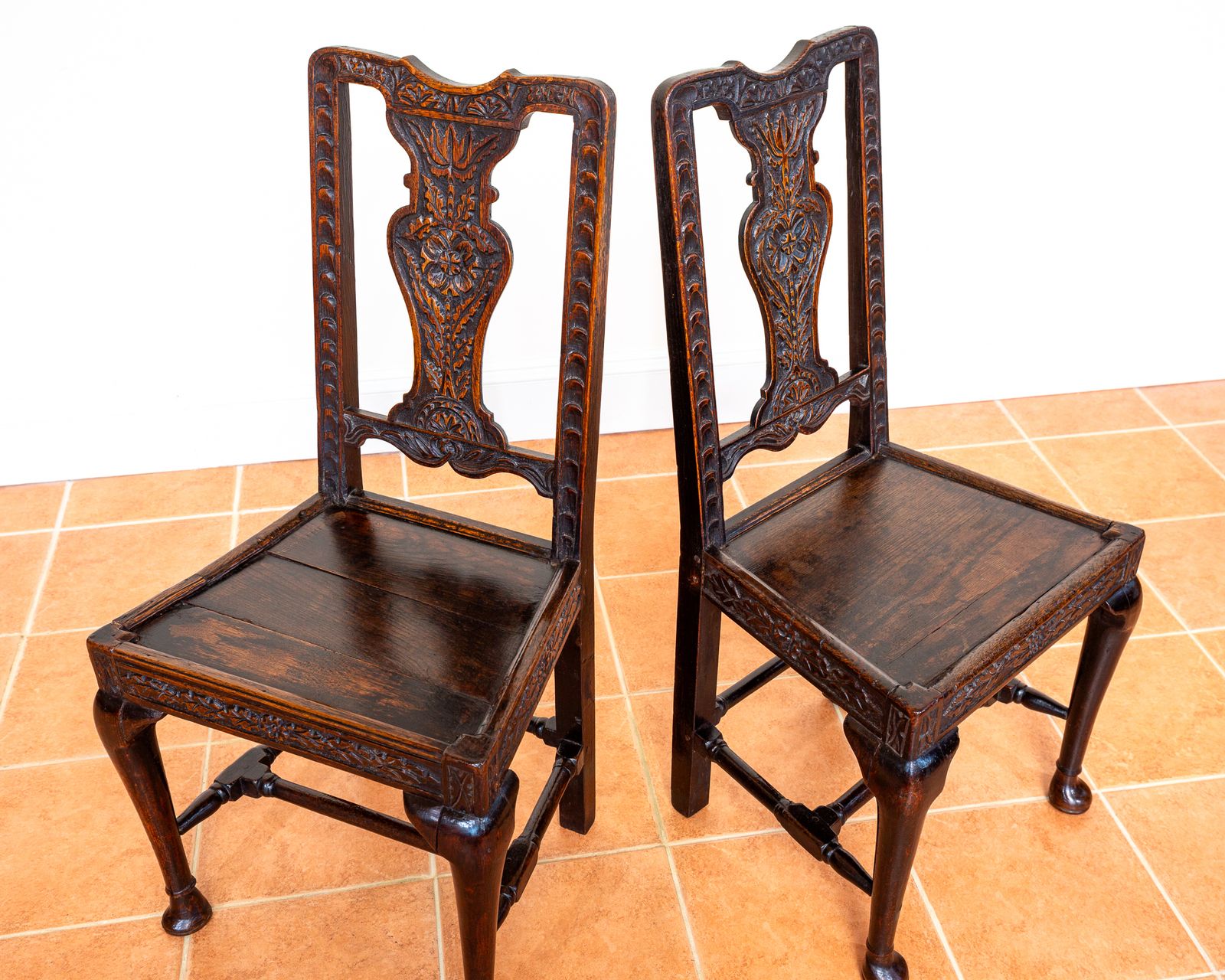 Furniture Pair Of Jacobean Carved Hall Chairs Oak 1620 Antique Country House Chairs Primitive Baronial Side Dining Chairs photo