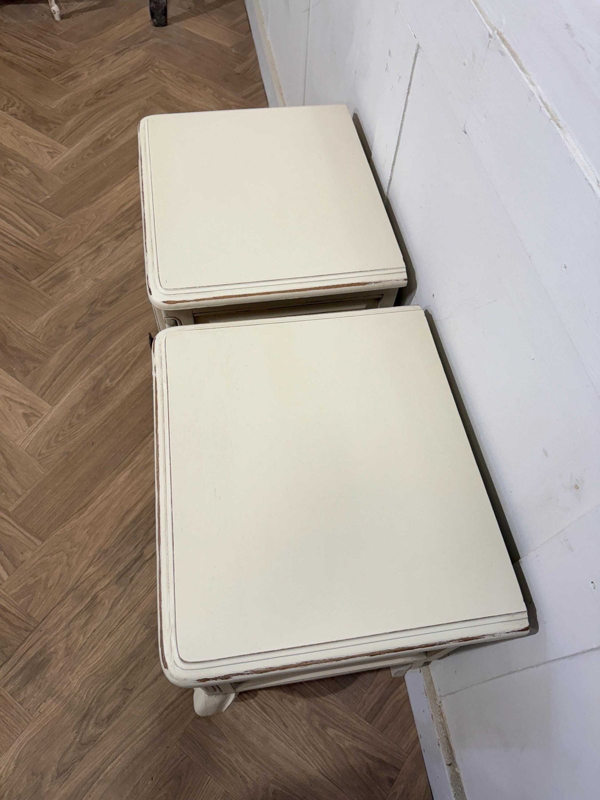 Vintage French Painted Pair Of Pot Cupboard Bedsides Tables Pair Of French Bedside Tables photo 295.0