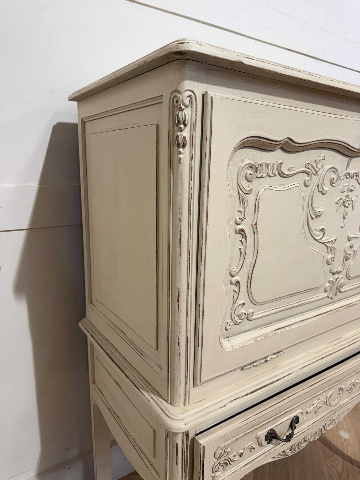 Vintage French Painted Hall Cupboard House Keepers Cupboard Cocktail Cupboard With Lower Drawer photo 420.0