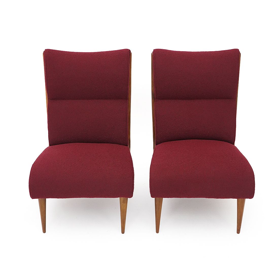 Pair Of Wooden And Bouclé Armchairs, 1940s photo furniture
