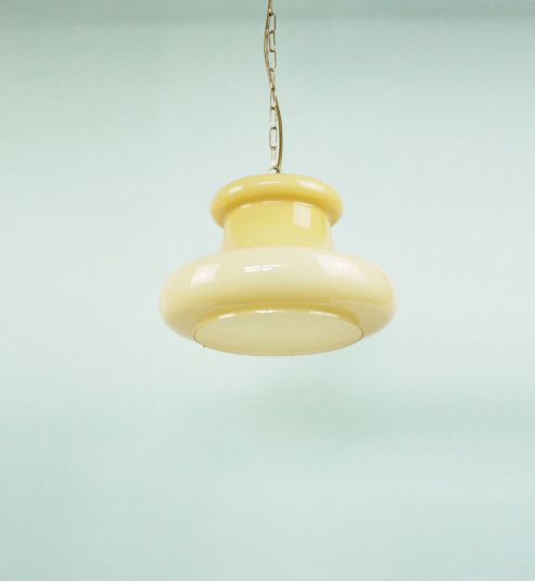 Honey Opaline Glass Light With A Golden Fixture