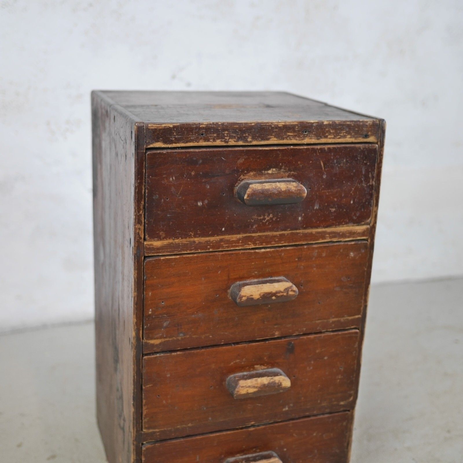 photo buy Antique Pitch Pine Scratch Built Table Top Apothecary 4 Drawers Vintage #102920