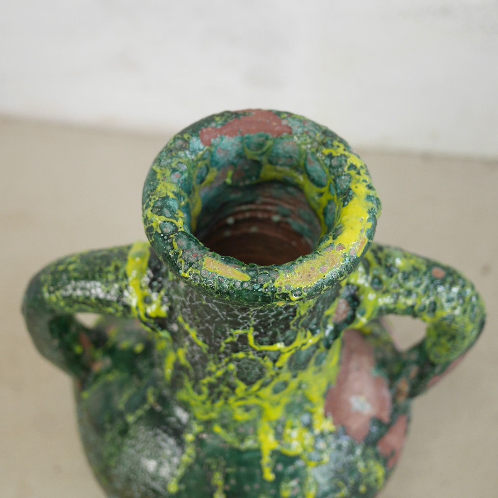 photo for sale Terracotta Green Fat Lava Glazed Olive Jar Rustic Vase Urn Pot Amphora #102926