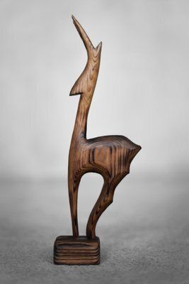 Danish Mid Century Modern Dark Wood Gazelle Figurine, 1960s photo Home Decor