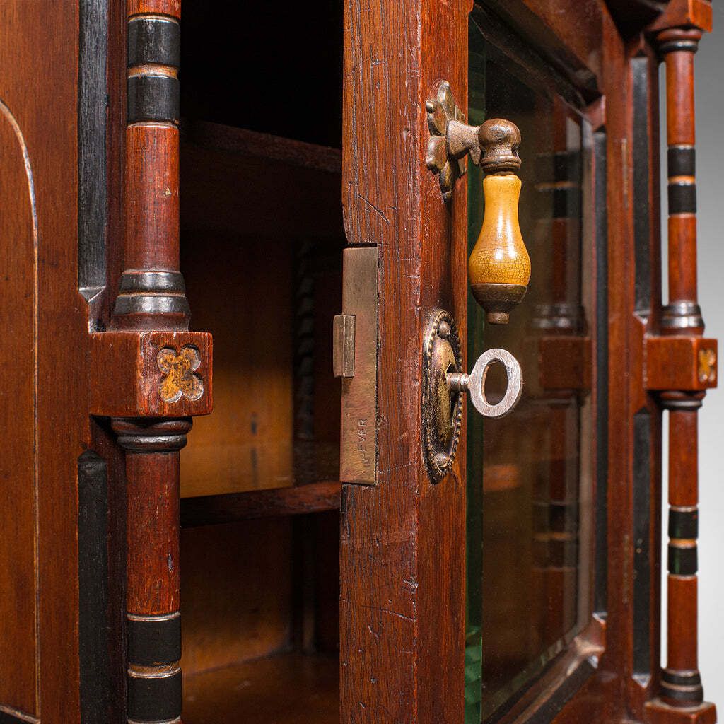 Antique Reception Hall Cabinet, English, Cupboard, Aesthetic Period, Victorian photo vintage