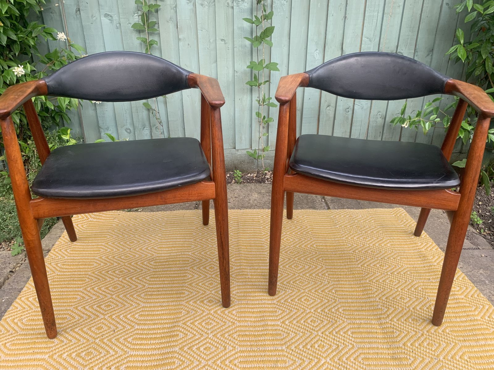 Original Mid Century Danish Design Teak Pair Of Carver Chairs