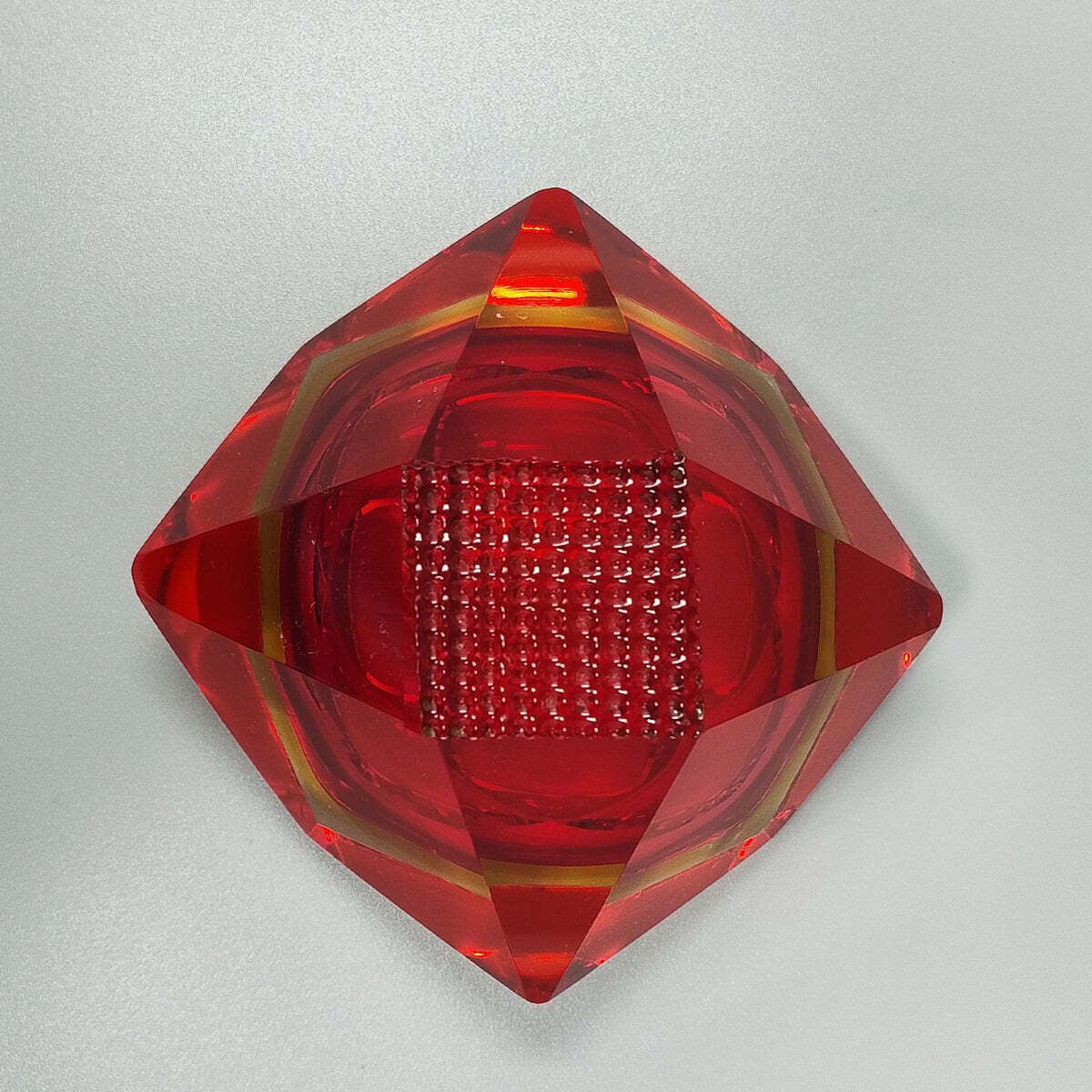 1960s Gorgeous Red And Yellow Ashtray Or Catchall By Flavio Poli For Seguso. Made In Italy photo 288.0