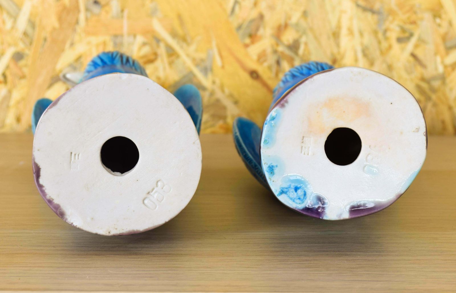 photo furniture Pair Of Turquoise Porcelain Foo Peacocks Mid Century Chinise 1950s