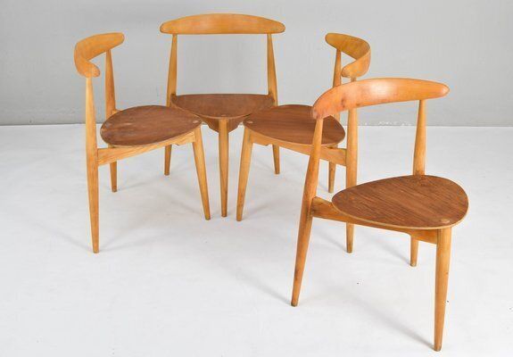 Fh4103 Heart Dining Chairs By Hans Wegner For Fritz Hansen, Denmark, 1950s, Set Of 4 photo vinterior