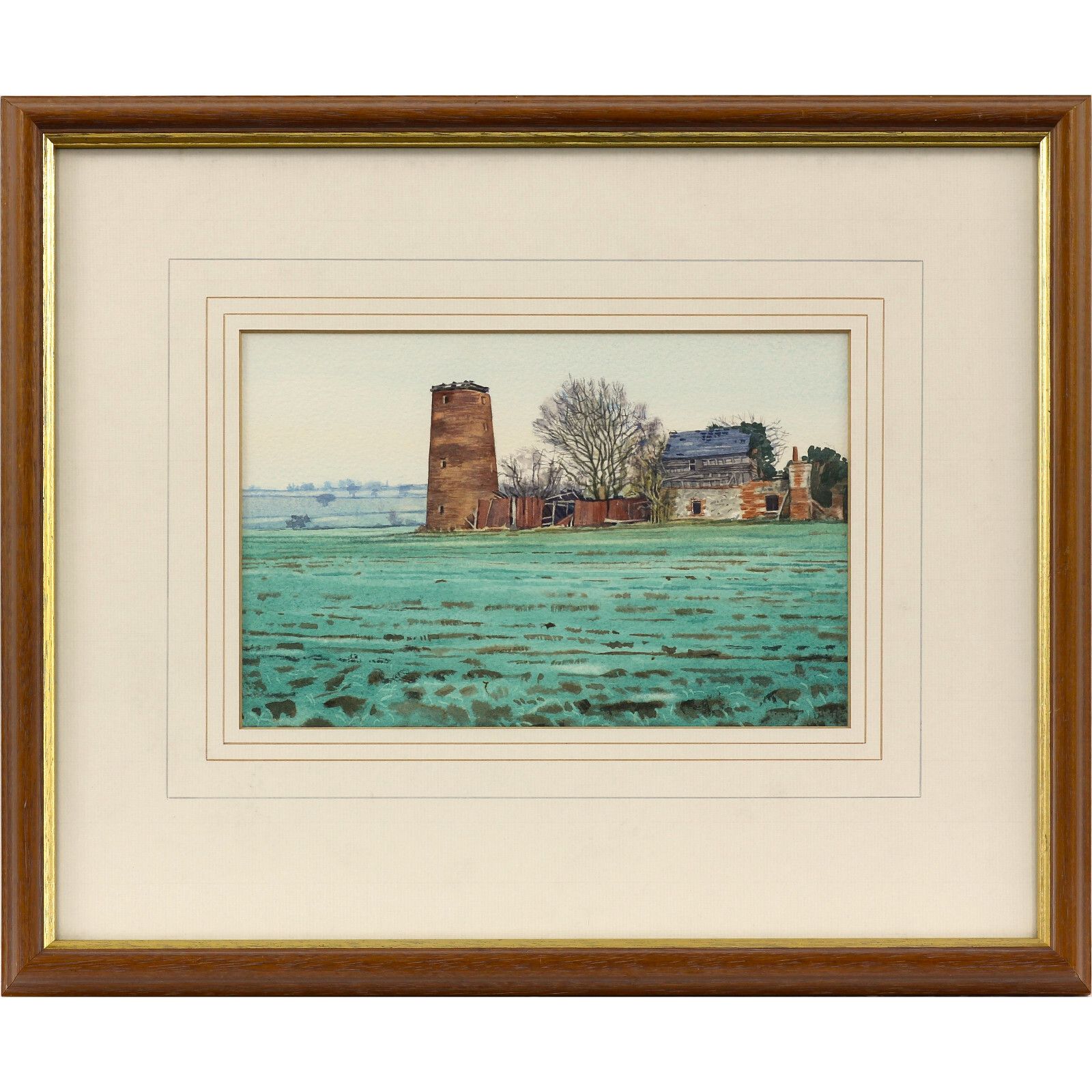 Watercolour Titled "Derelict Windmill Great Welnetham" By Lillias August