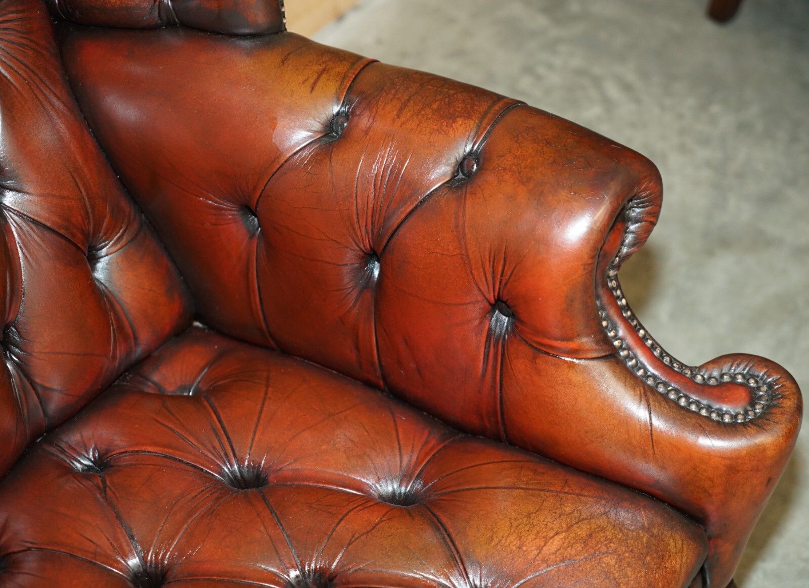 photo furniture Pair Of Fully Restored Chesterfield Claw & Ball Feet Wingback Armchairs & Stools