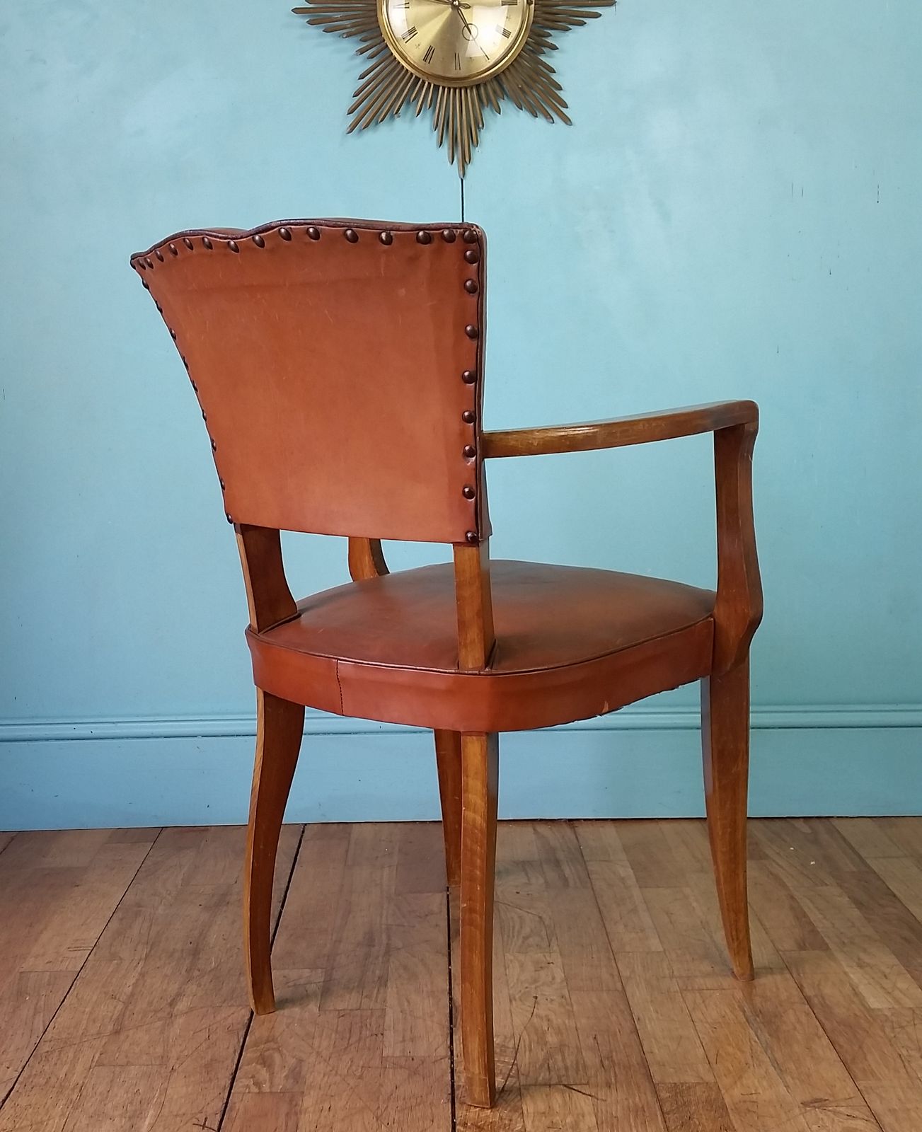 Antique French Leather Bridge Chair photo furniture