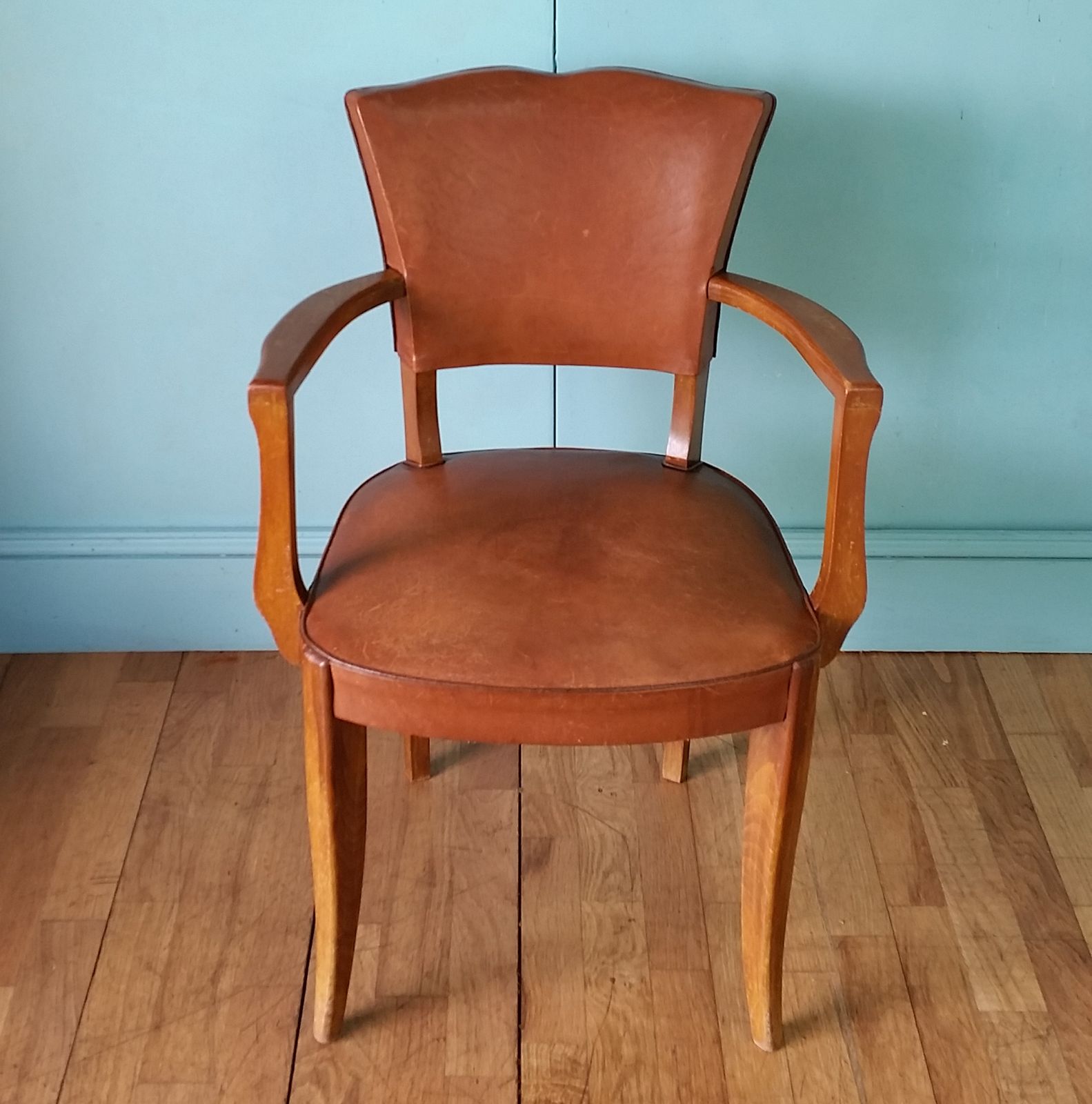 Antique French Leather Bridge Chair photo buy