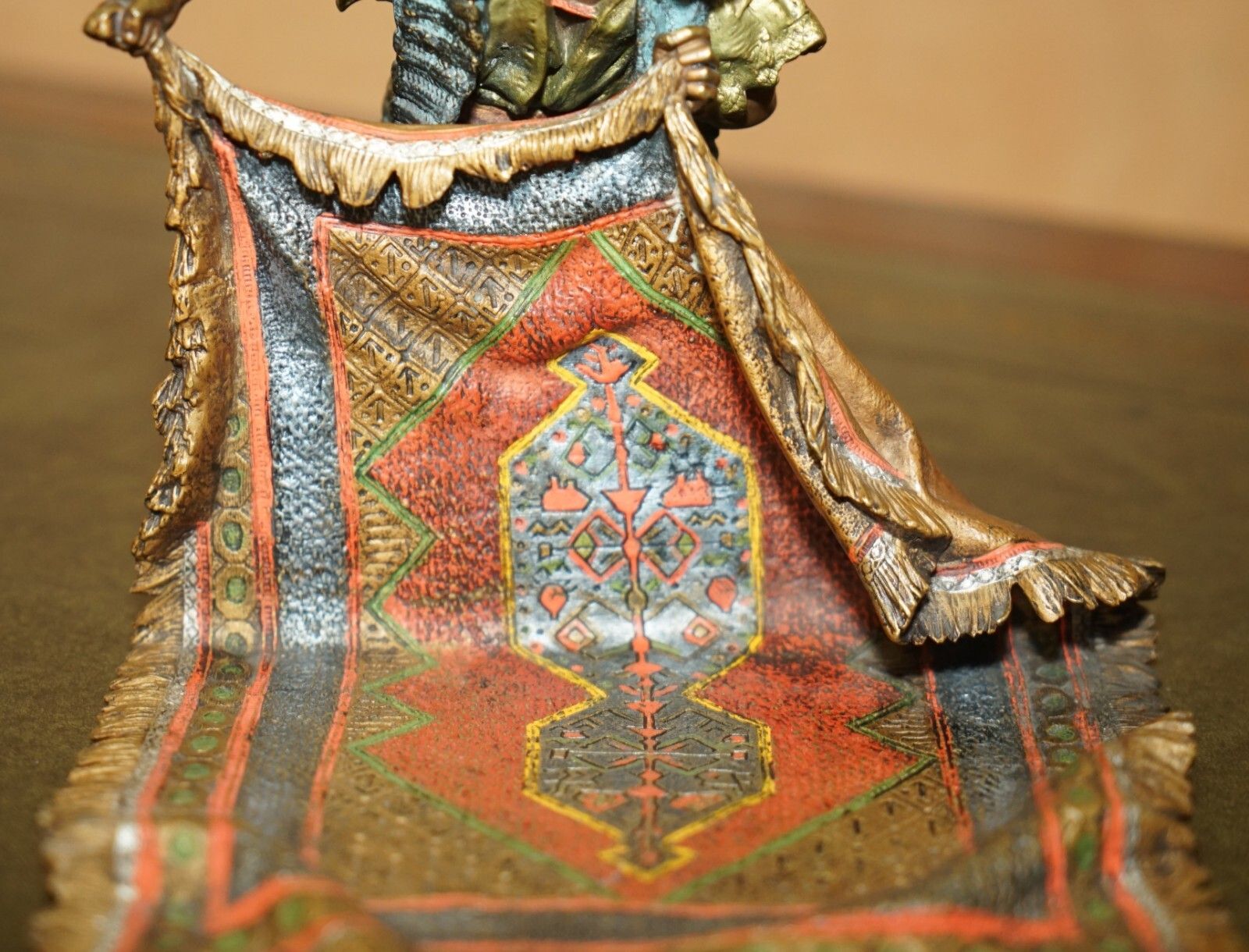 Fine Antique Circa 1910 Franz Bergman Cold Painted Bronze Carpet Seller Statue photo Art