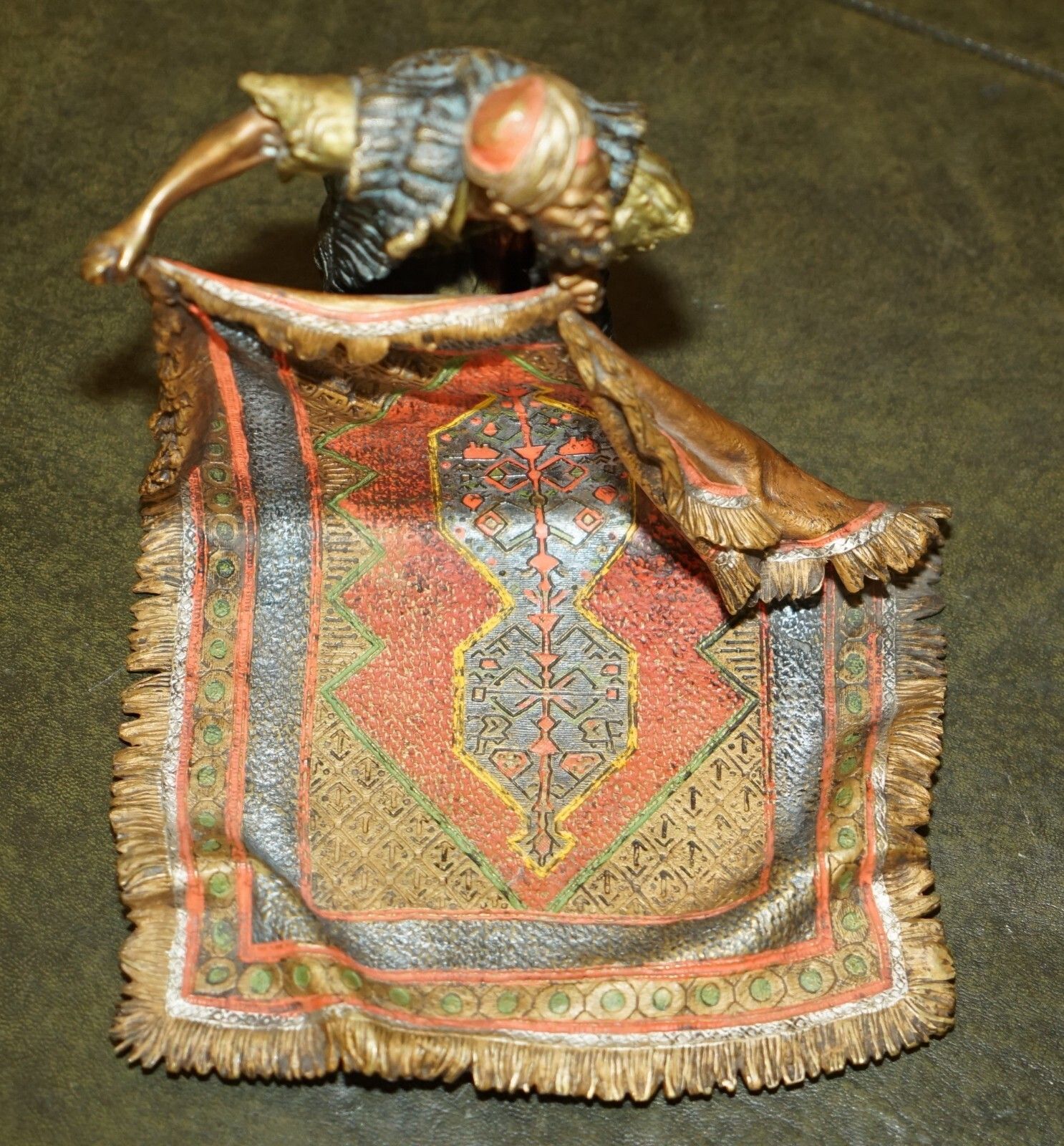 Fine Antique Circa 1910 Franz Bergman Cold Painted Bronze Carpet Seller Statue photo 3950.0
