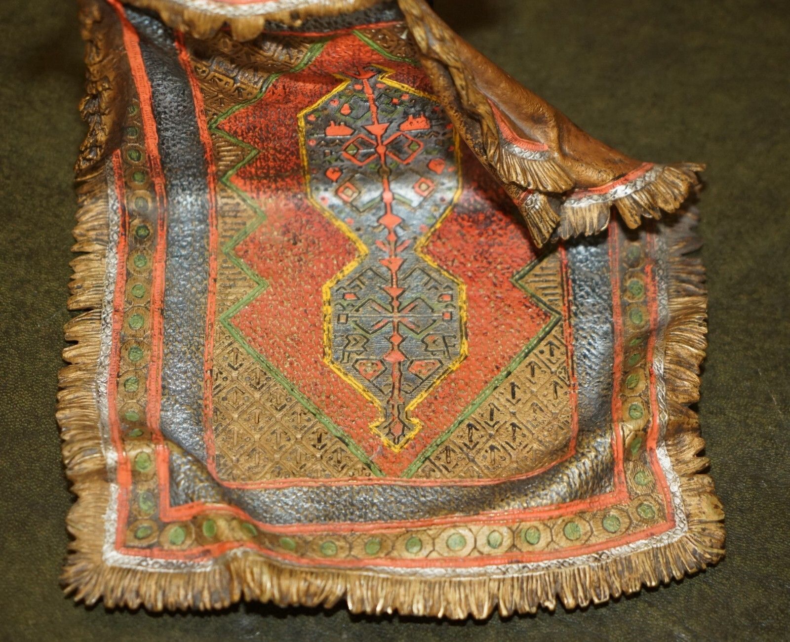 Fine Antique Circa 1910 Franz Bergman Cold Painted Bronze Carpet Seller Statue photo vinterior