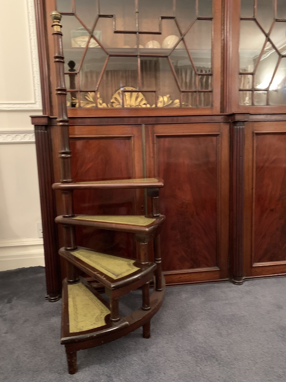 Late Georgian Style English Astragal Glazed Mahogany Breakfront Library Bookcase photo 2450.0