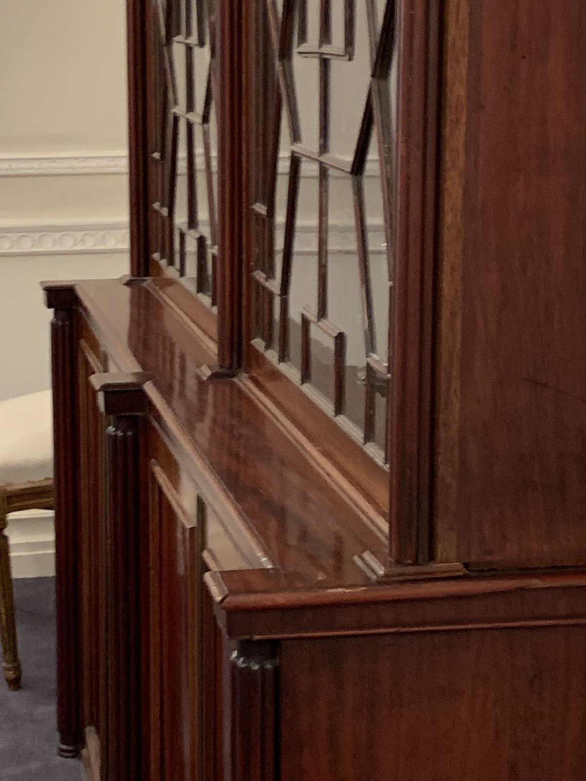 photo for sale Late Georgian Style English Astragal Glazed Mahogany Breakfront Library Bookcase