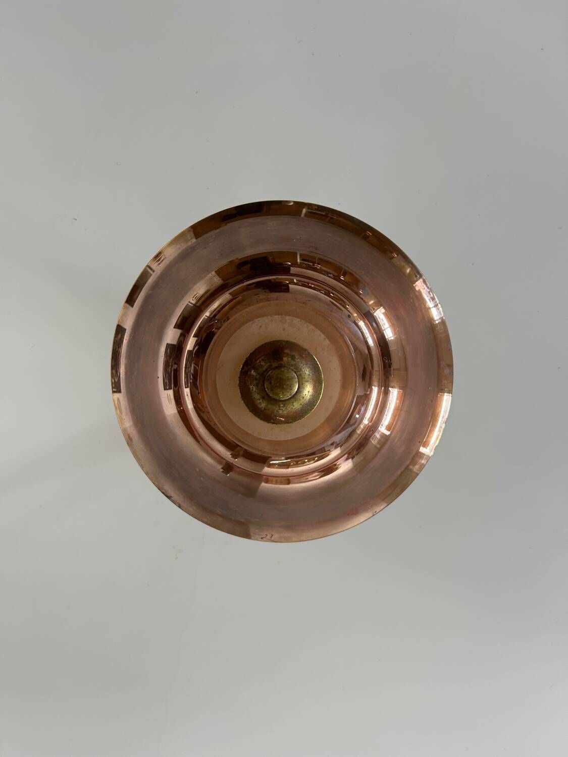 Vintage Modernist Chandelier, Copper And Glass, France 1930 photo for sale